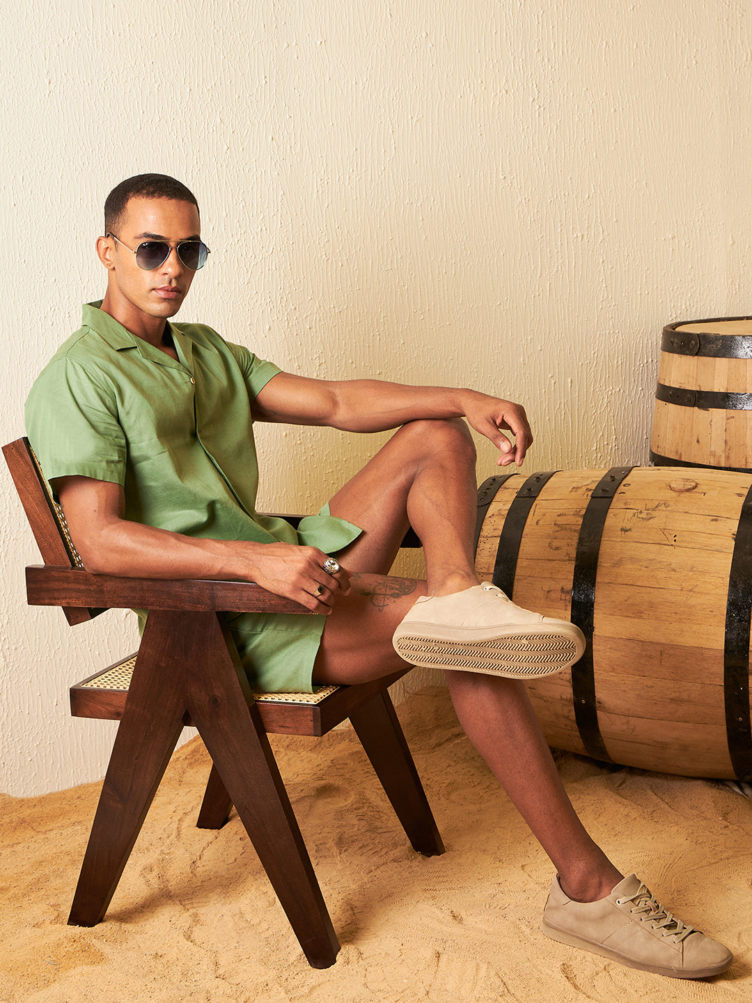 Solid Cuban Collar Comfort Fit Co-Ords