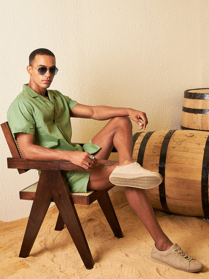 Solid Cuban Collar Comfort Fit Co-Ords