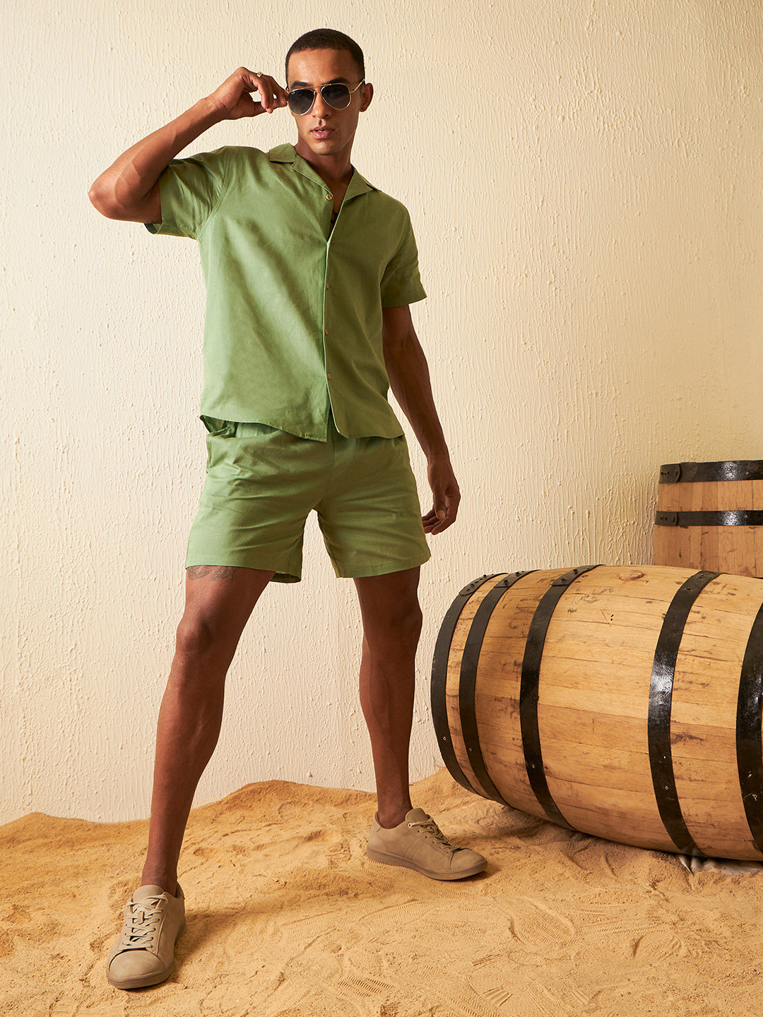 Solid Cuban Collar Comfort Fit Co-Ords