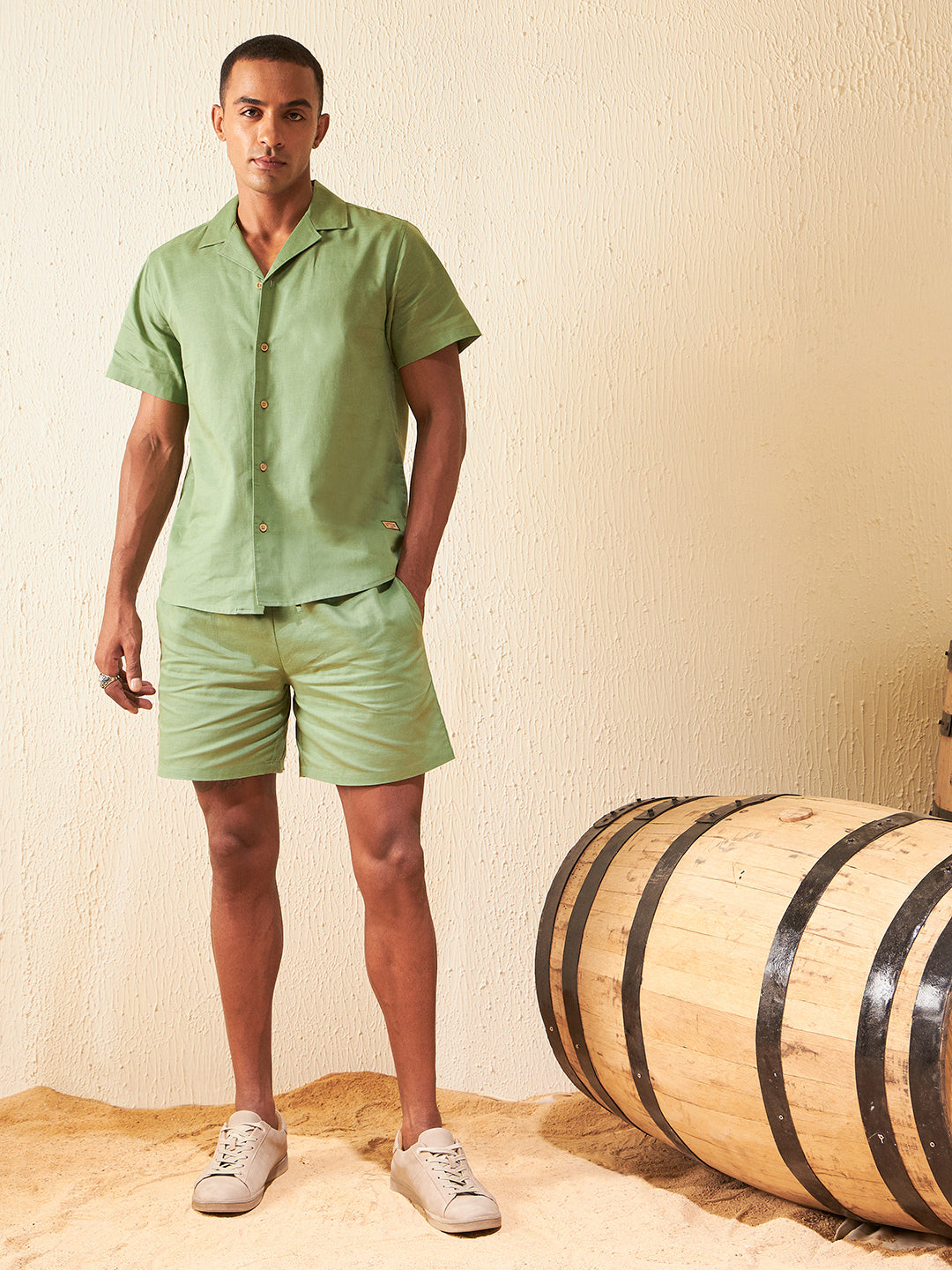 Solid Cuban Collar Comfort Fit Co-Ords