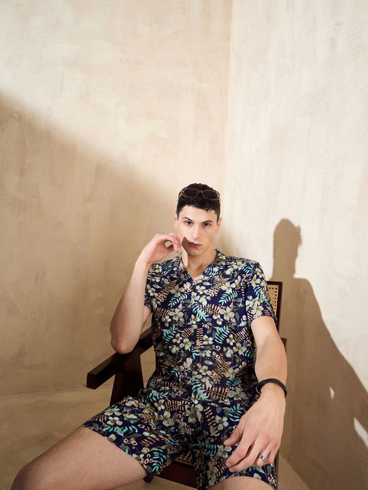 Men's Navy Blue Comfort Fit Co-Ords