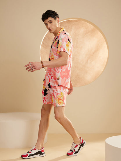 Men Peach Comfort Fit Co-Ords