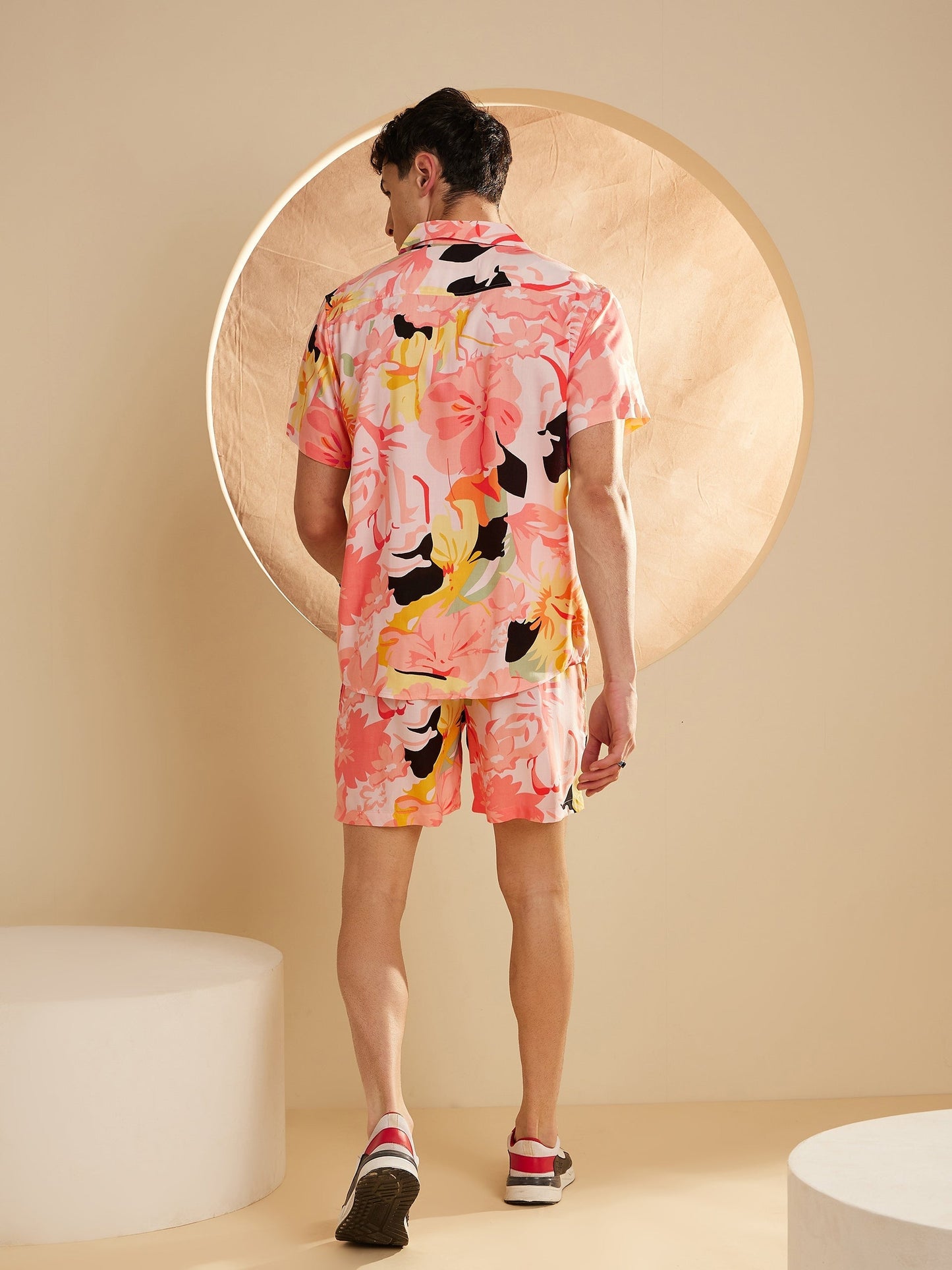 Men Peach Comfort Fit Co-Ords