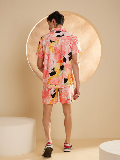 Men Peach Comfort Fit Co-Ords