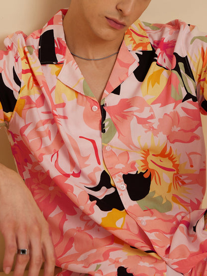 Men Peach Comfort Fit Co-Ords