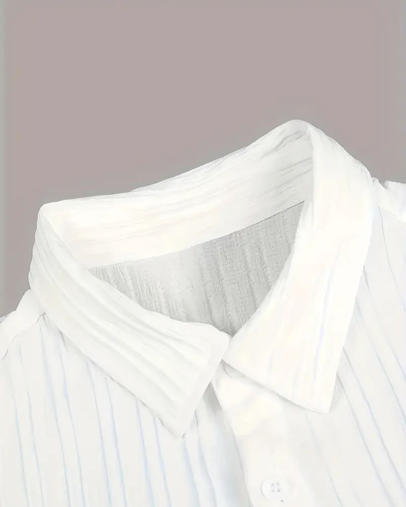 Men's Luxe White Pleated Top Bottom Set