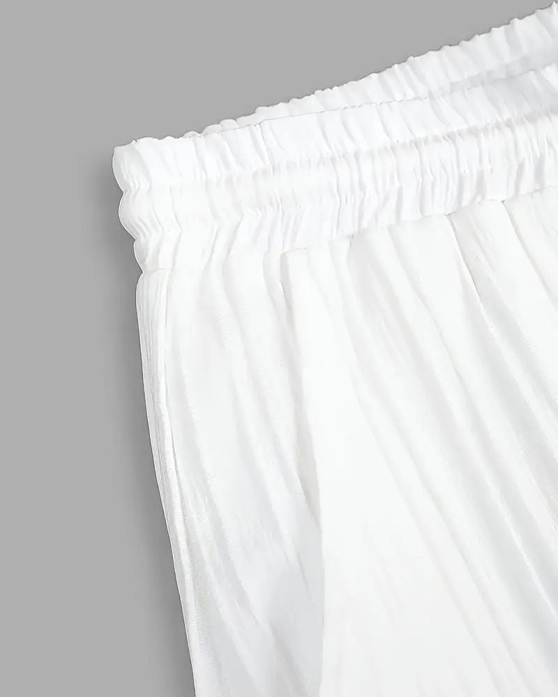Men's Luxe White Pleated Top Bottom Set