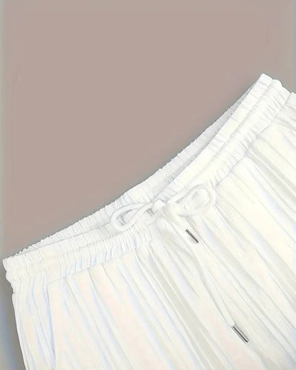 Men's Luxe White Pleated Top Bottom Set