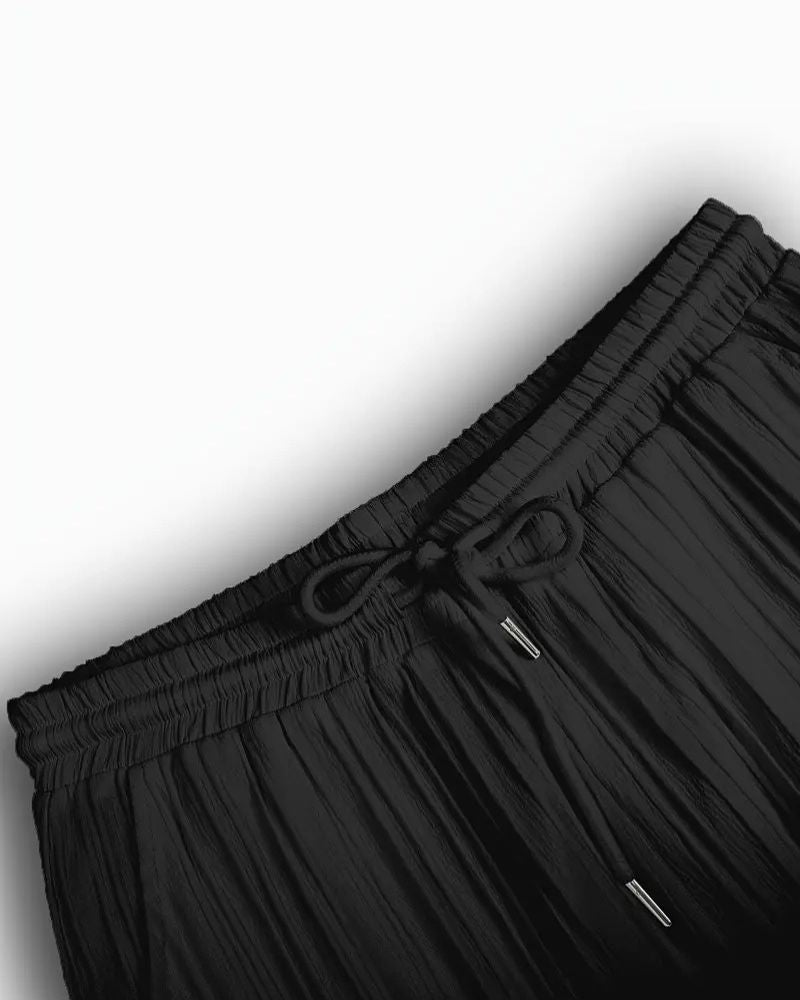 Men's Black Pleated Top Bottom Set