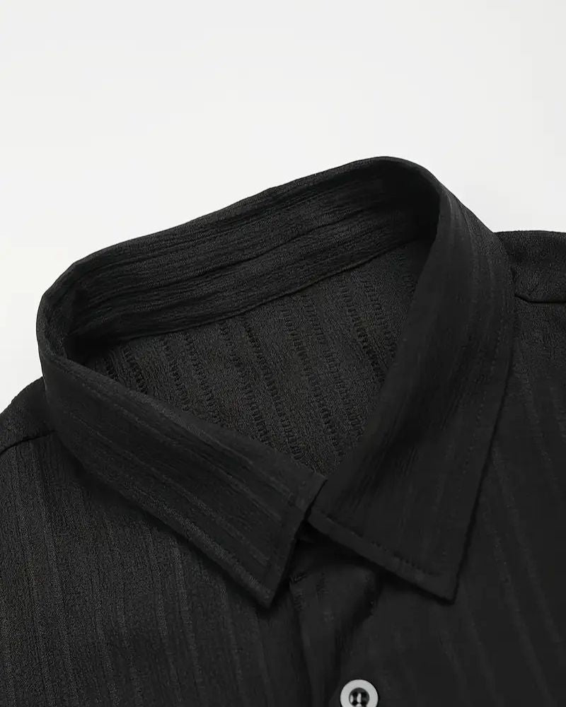 Men's Black Pleated Top Bottom Set
