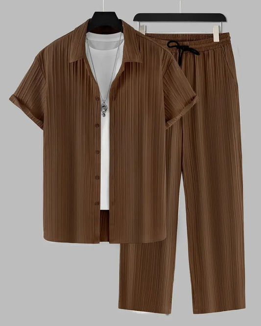Men's Pleated Relax Fit Top Bottom Set
